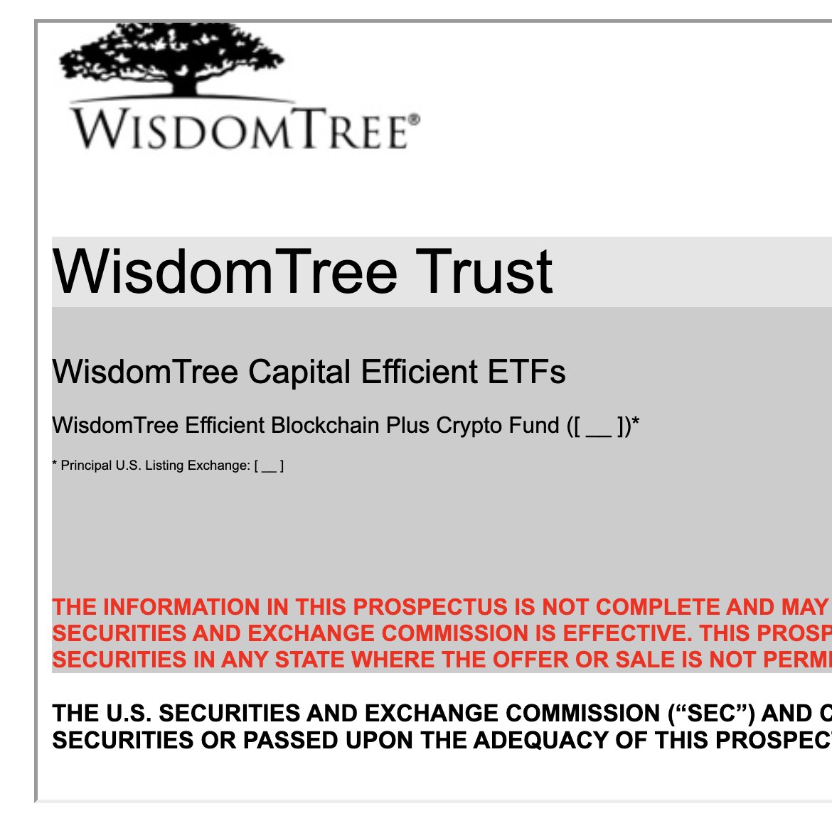 ETF News: @WisdomTreeFunds Registers a WisdomTree Capital Efficient ETFs  series starting with a WisdomTree Efficient Blockchain Plus Crypto Fund  with the #SEC 