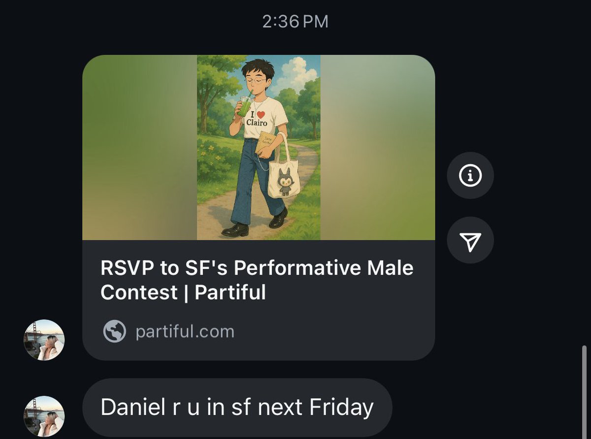 being top of mind for sf’s performative male contest is my wake up call for a rebrand

<a href="/blaire_pang/">Blaire Pang</a> <a href="/kake_jin1/">Jia Jin</a> 

partiful.com/e/SSTm8ubnajng…