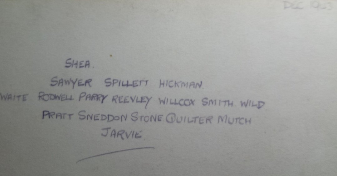 I don't use this dump any more but will for #VJDay #VJDay80. My dad Pat Shea's #Lympstone #commando training group (Spring 1943?). He (back top row) died May 2017 aged 92. I'd love families of anyone else in the pic to see it. Some distinctive surnames #royalmarines #marines