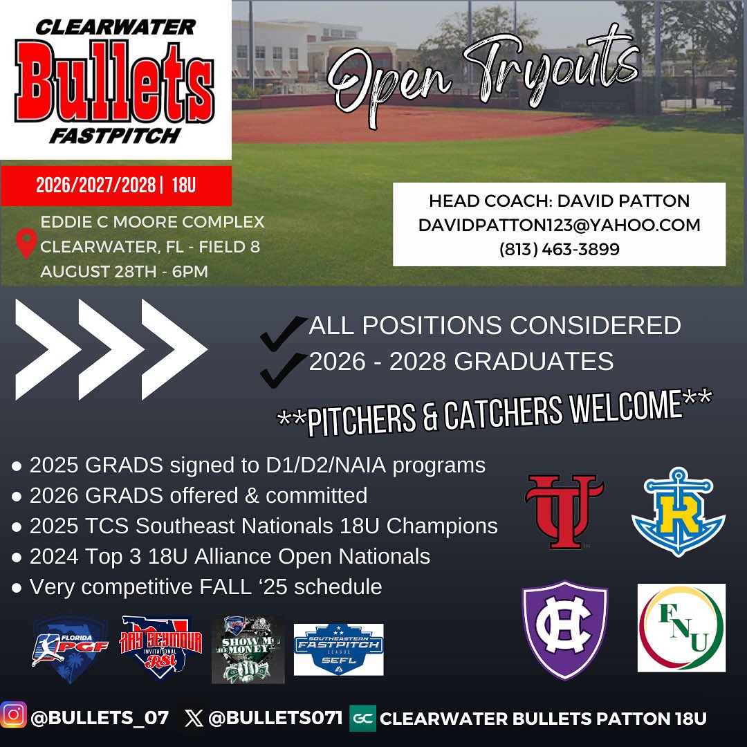 Bullets071's tweet photo. Open practice and tryouts https://t.co/XjNmXibtEi