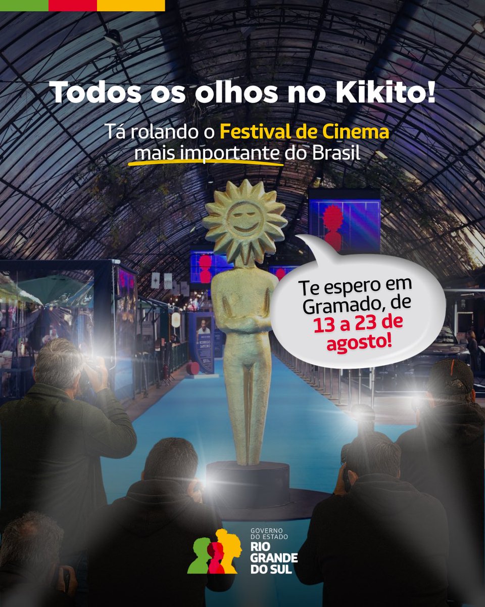 Tá rolando o 53º Festival de Cinema de Gramado e todos os olhos se voltam pra cá! A gente morre de orgulho de ser a sede dessa vitrine do cinema brasileiro e latino-americano. 🤩

E é por isso que o governo do Estado investe mais de R$ 1 milhão nesse festival.
