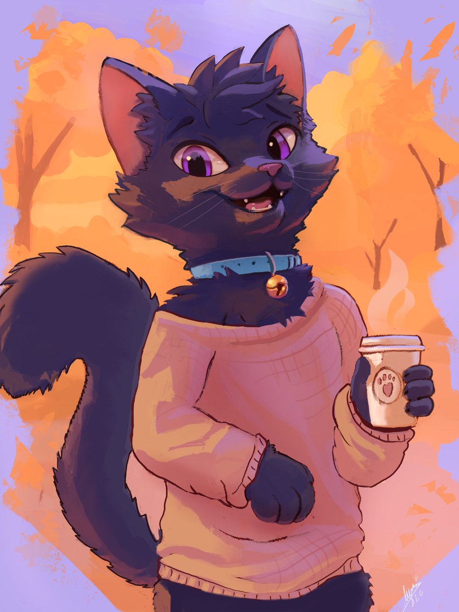 With all the Autumn vibes here comes this super cute Kitty!
this commission has been done for <a href="/Garse_Cat/">Garse</a> !

thank you so much for giving me the opportunity to paint your Kitty!

i had a blast doing so!