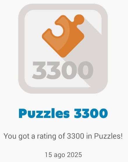 Alcanzo un nuevo record en #puzzle con 3.300, un 99,9% de percentil.
<a href="/chesscom/">Chess.com</a>