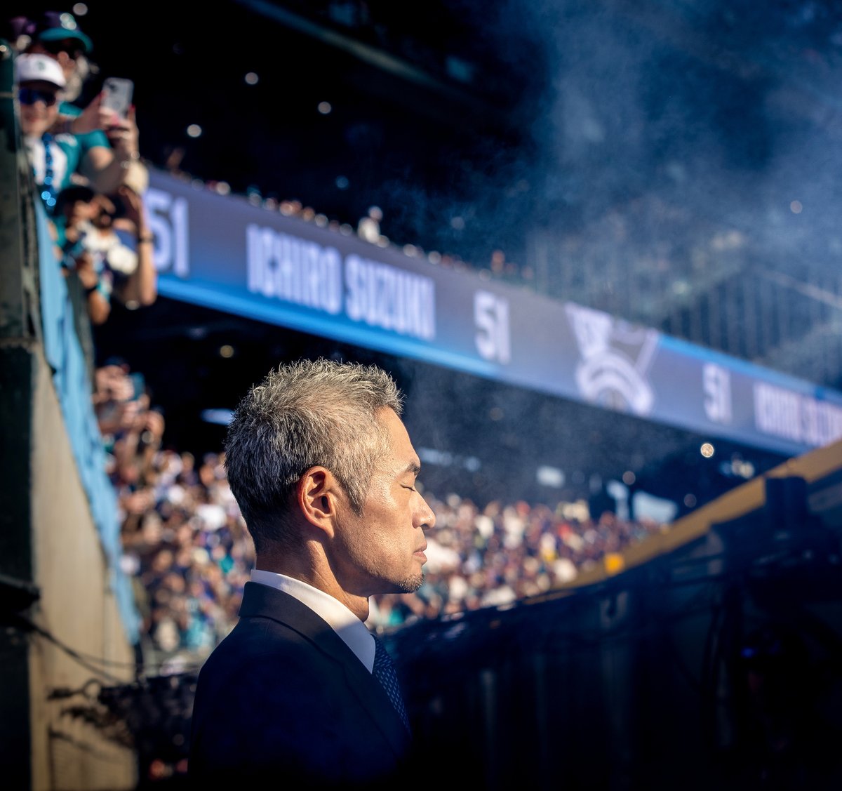 Ichiro takes in the moment as he prepares to walk onto the field for the ceremony where his Seattle Mariners #51 jersey will be retired before a sellout crowd at T-Mobile Park this past weekend. <a href="/Mariners/">Seattle Mariners</a> #Ichiro <a href="/TMobilePark/">T-Mobile Park</a> #hof <a href="/baseballhall/">National Baseball Hall of Fame and Museum ⚾</a> #51