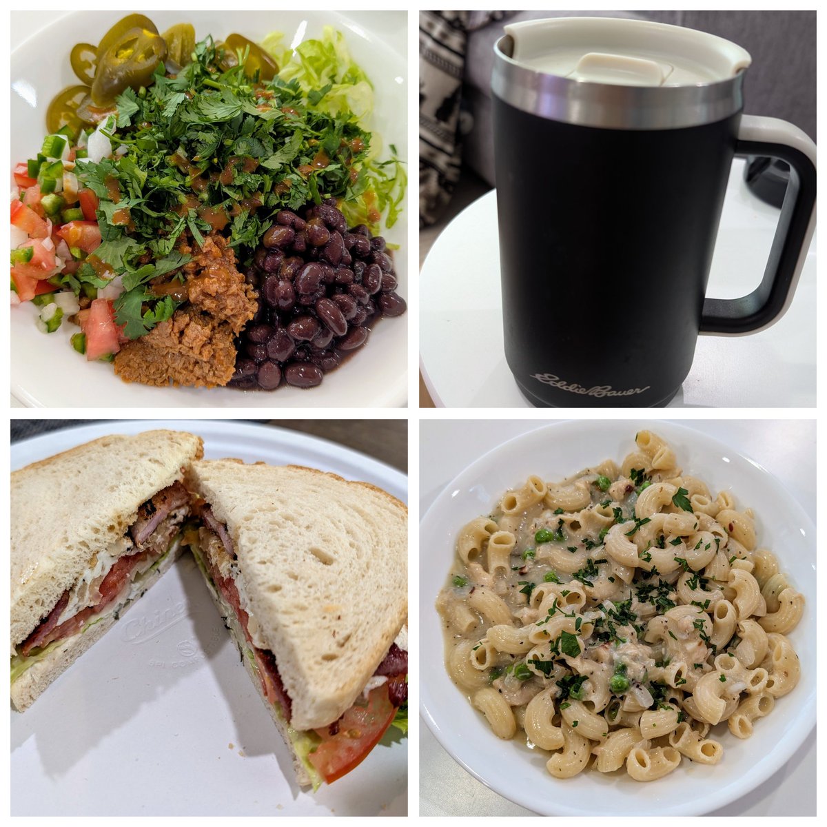 Plant based taco salad
Collagen coffee
BLT sandwich
Tuna pasta