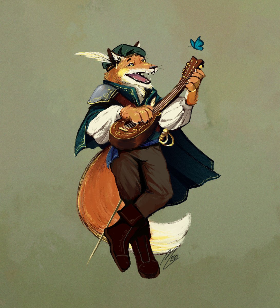 Character painting for my wonderful <a href="/HamburgerFox/">My Other Account</a> 💚🦊

#art #digitalart #dnd