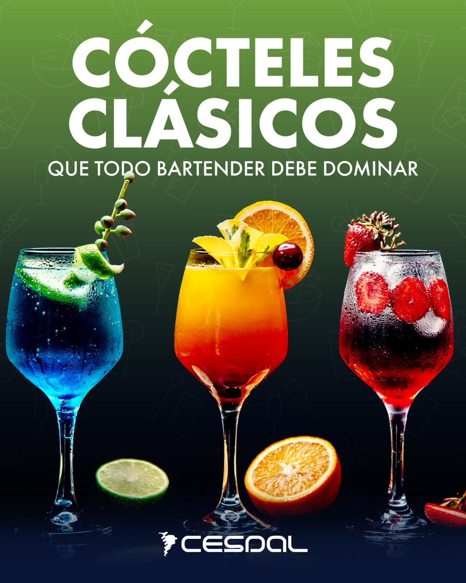 centrocesdal's tweet photo. 🍹 Aprende a preparar los clásicos que nunca pasan de moda 🍸
Margarita, Mojito, Old Fashioned, Cosmopolitan, Caipirinha, Martini, Daiquiri, Negroni y Piña Colada… ¡y muchos más!
📞 099 999 9999 | 🌐 https://t.co/ARzsyNn4f1
#BartenderTrainer #Coctelería #CESDAL #AprendeConCESDAL https://t.co/cMUObe764K