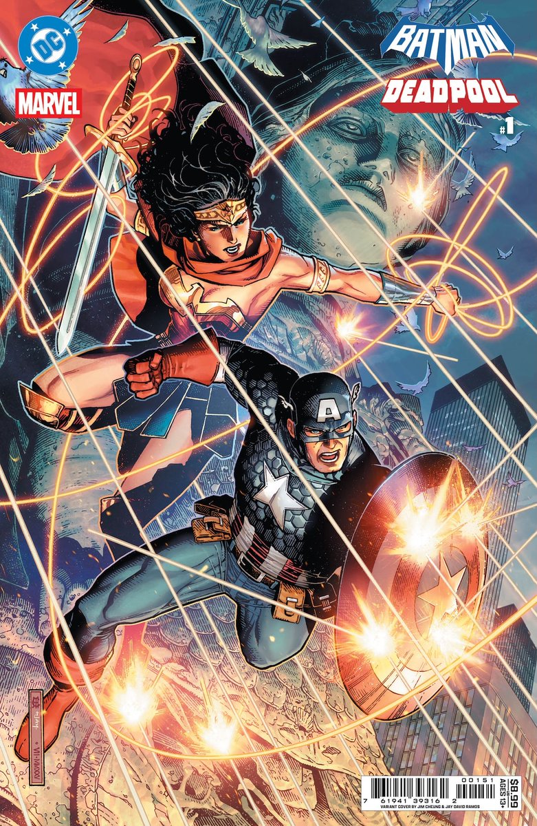 'Marvel/DC: Batman/Deadpool' (2025) #1 One-Shot Variant Cover by Jim Cheung and <a href="/jdramoscolors/">Jay David Ramos</a> featuring 'CAPTAIN AMERICA and Wonder Woman'.

⭐ ON SALE: November 19! ⭐