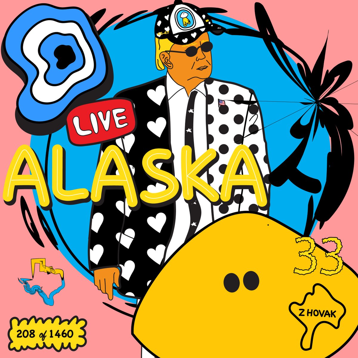 Day : 208 of 1460
Piece Title: LIVE FROM ALASKA
Date: August , 15th , 2025
Medium: Digital
Frequency: 525hz
opensea.io/item/ethereum/…
This Collection is called: "Quantum Pop Art Journalism". One a day. 1460 total of President Trumps time in office. 1 unique art for the next 4