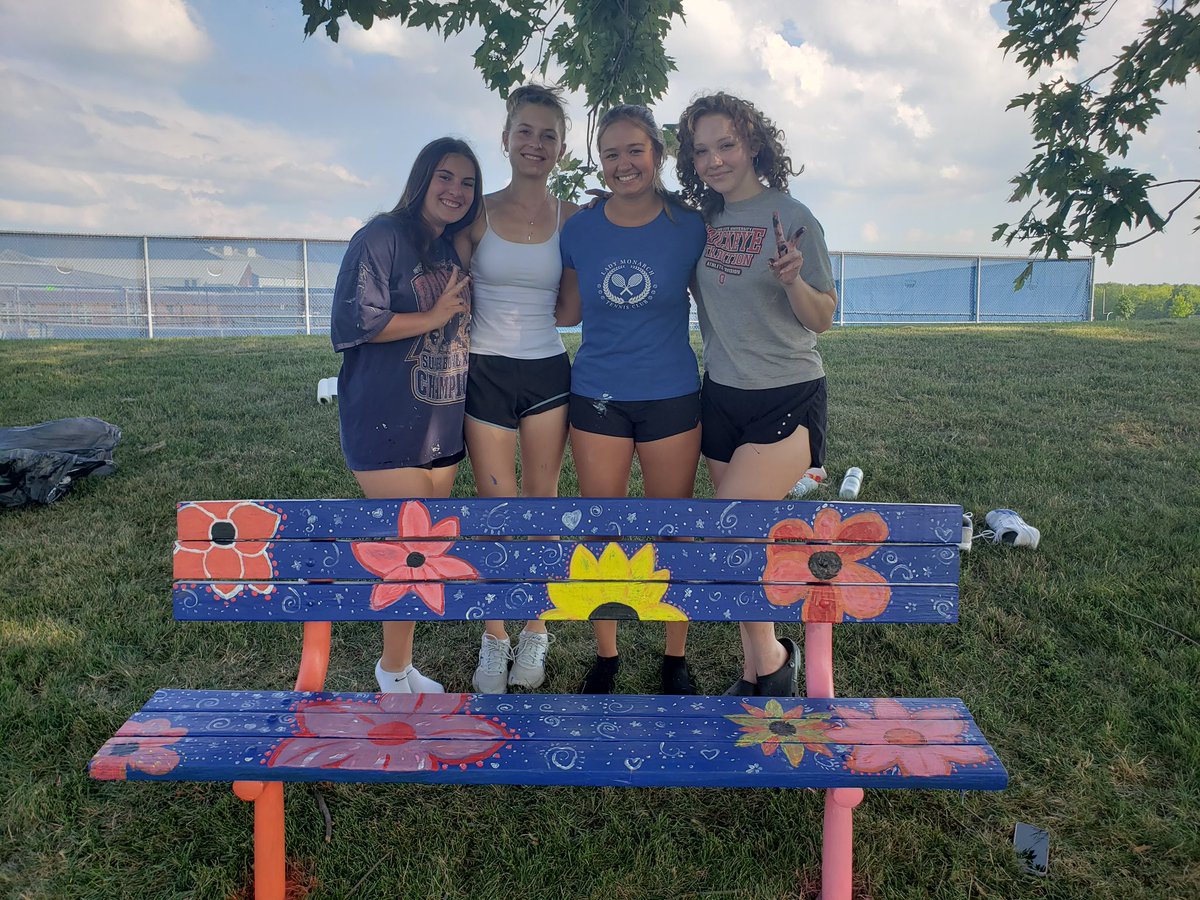 MHSTennis5's tweet photo. Wow,  what talented young ladies. Your class benches look amazing. These will look great this season at home games. Go Monarchs! https://t.co/ourN1tRJdc