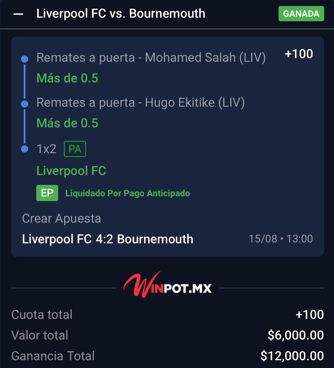 playerpicksmx's tweet photo. Ganamos la primera apuesta del día y de la temporada de futbol europeo 🫶🏼 Primer verde de muchos.

✅ Salah RAP + Ekitiké RAP + Liverpool ML (+100)
💰+6u

➡️VOY A SORTEAR 1 ACCESO AL PREMIUM DE AGOSTO Y SEPTIEMBRE ENTRE LOS COMENTARIOS A ESTE TWEET👉🏼PARA PARTICIPAR DEBES HACER RT https://t.co/kRpNZQVITl