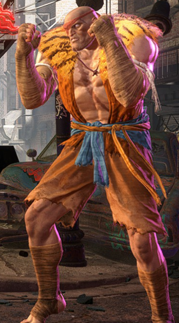 Part of the fun of playing SF6 Sagat is this Fred Flintstone ass color