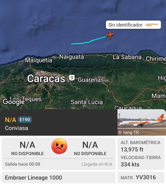 🚨 ¡ÚLTIMA HORA VENEZUELA! 🚨🇻🇪

El Avión Presidencial alternativo YV3016 del Terrorista Nicolás Maduro está saliendo en este momento de Maiquetía, Venezuela 🇻🇪 rumbo a Nicaragua 🇳🇮, informa <a href="/Arr3ch0/">𝘼𝙧𝙧𝙚𝙘𝙝𝙤</a>