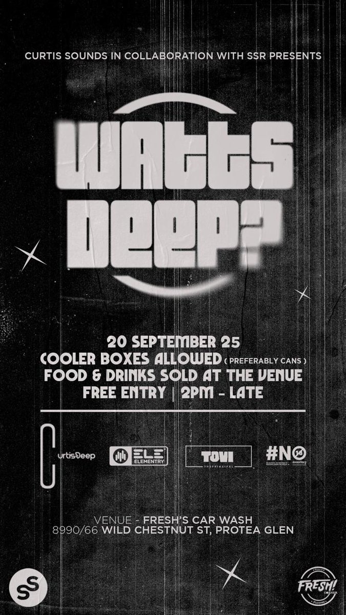 TOVI565's tweet image. Curtis Sounds In Collaboration 
With SSR Brings You Another
Instalment Of 
Watts Deep? 

Its BACK Again On The 20th Of
September 2025 ✅️ 

Join Us On🤟 
For Another Lekke Curated Show
💥
