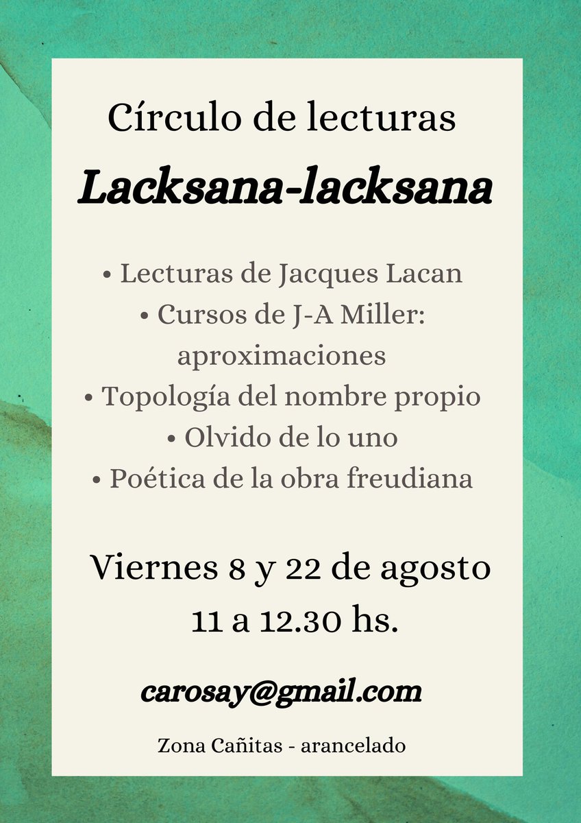 ¡Escribí al mail para sumarte!