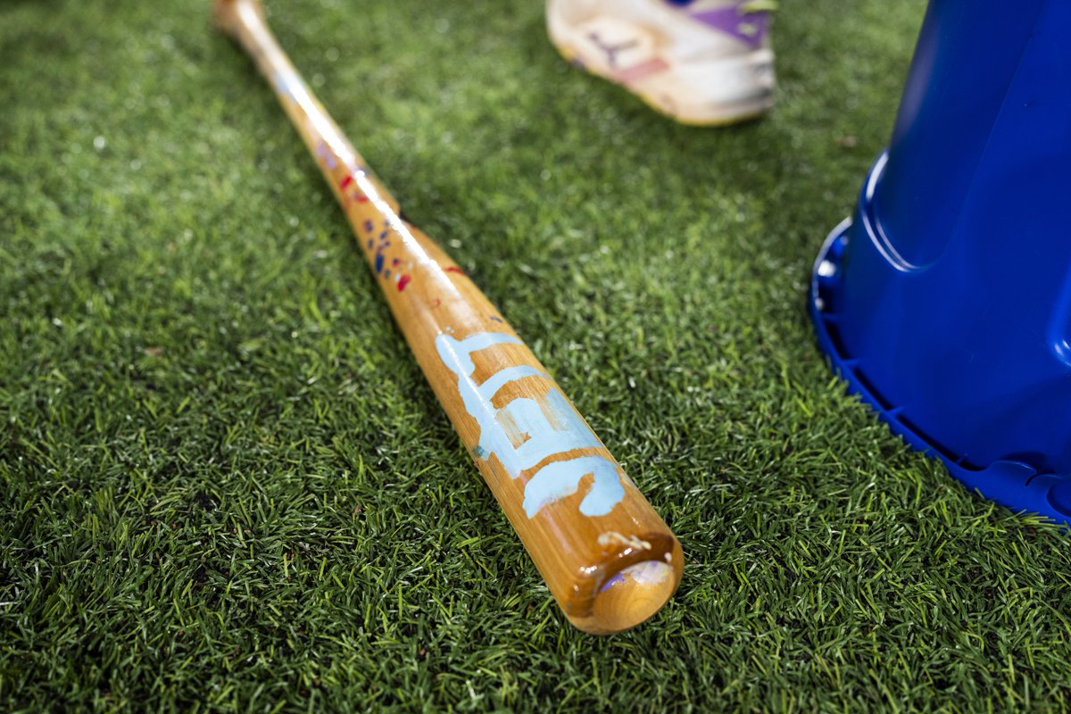 BlueJays's tweet photo. Lukey customized his #PlayersWeekend  bats with the names of his kids 🥹 https://t.co/k5b85ee9XC
