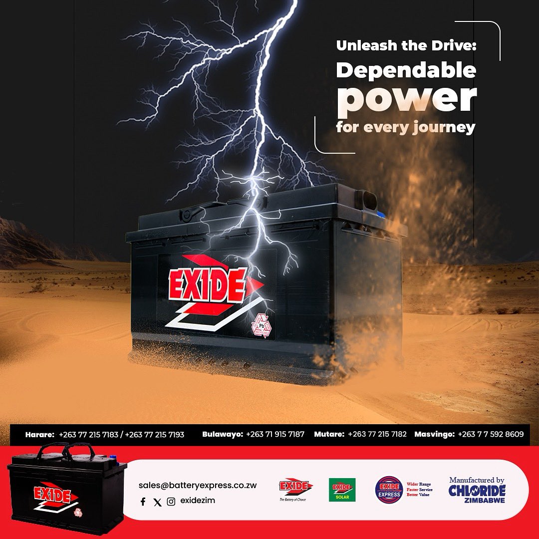 Whatever your ride, Exide power keeps you going. Get your original Exide battery from an Exide Express shop or authorized dealer near you. Choose Exide and Enjoy value
#thebatteryofchoice
#triedandtestedsince1952 
<a href="/takemorem1/">Takemore Mazuruse</a> <a href="/Mavhure/">Rufaz--Jerera❤King❤</a> <a href="/zimlifestylehub/">Zim Lifestyle Magazine</a> <a href="/KUDZIELISTER2/">KUDZIELISTER</a> <a href="/EsteemComms/">Esteem Communications</a>