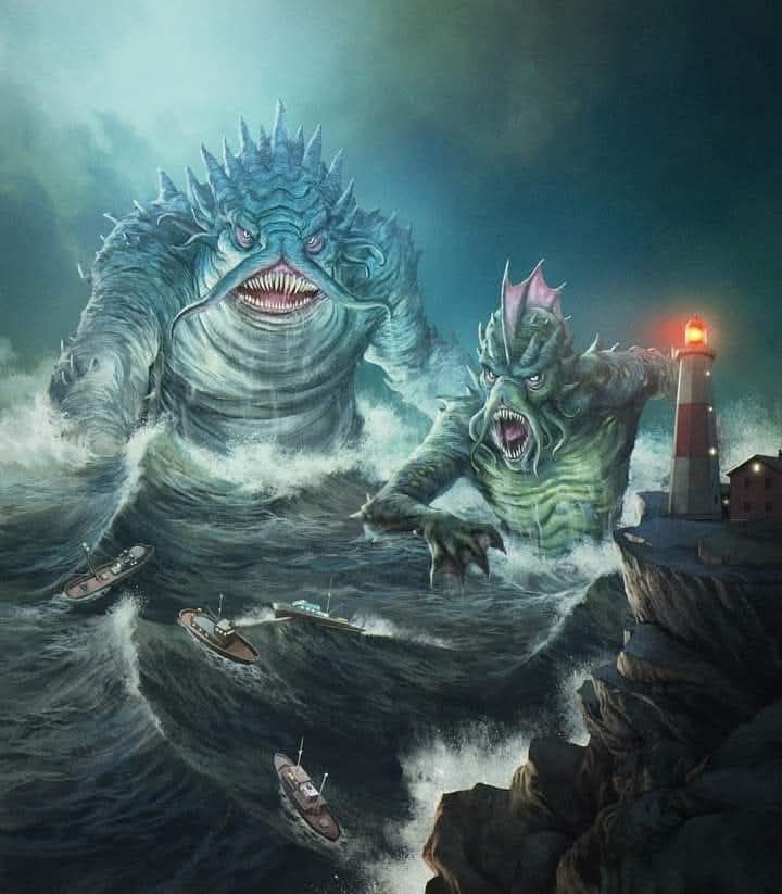 HPL_JDeLaughter's tweet photo. 🦑I cannot think of the deep sea without shuddering at the nameless things that may at this very moment be crawling & floundering on its slimy bed, worshipping their ancient stone idols & carving their own detestable likenesses on submarine obelisks🎨Art: J. B. Casacop🦑#HPLovecraft #Lovecraftian #Cthulhu #Dagon #Yogsothoth #Nyarlathotep #Gothic #Monster #Mythos #Apocalypse #HorrorArt #Horror