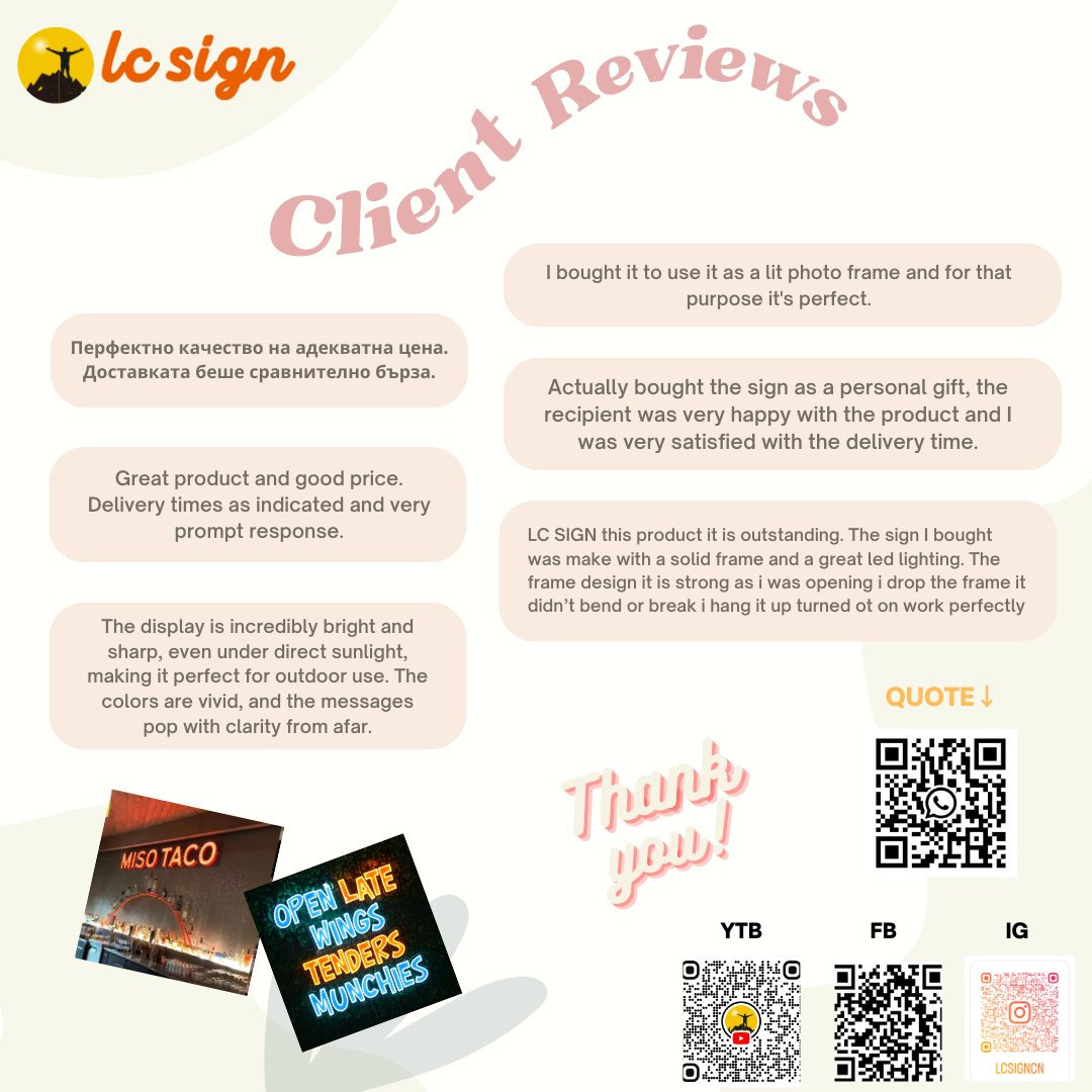 LCSignOfficial's tweet image. 💭Customer Reviews
💪Thanks for supporting LC SIGN
😆Have a nice weekend!

👉Get a free quote: wa.link/cfjrkm

#lcsign #ledletter #neonsign #lightbox #RetailStoreSignage #CustomStoreSigns