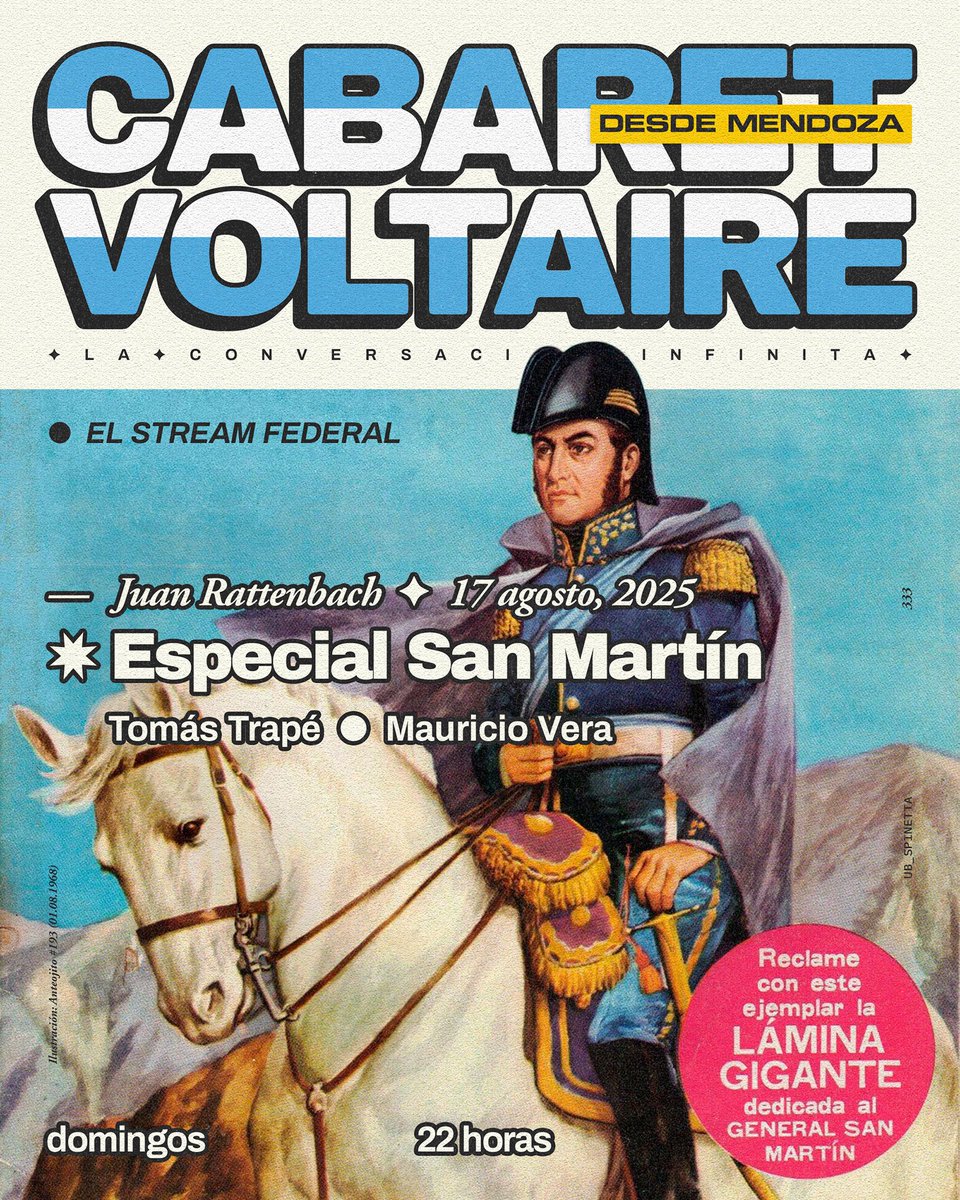 Tirano Prófugo (@tomastrape) on Twitter photo Desde la emblemática Plaza San Martín, en San Rafael -corazón de la provincia de Mendoza-, en el marco del Día del Paso a la Inmortalidad del Libertador de América 📌
Cabaret Voltaire con <a href="/jmrosas1845/">Rattenbach</a>: San Martin, Santo de la Espada 🐦⬛ Diseño a cargo de <a href="/ub_spinetta/">Unidad Básica Luis Alberto Spinetta</a> 🥁🧙🏼♂️🇦🇷 Desde la emblemática Plaza San Martín, en San Rafael -corazón de la provincia de Mendoza-, en el marco del Día del Paso a la Inmortalidad del Libertador de América 📌
Cabaret Voltaire con <a href="/jmrosas1845/">Rattenbach</a>: San Martin, Santo de la Espada 🐦⬛ Diseño a cargo de <a href="/ub_spinetta/">Unidad Básica Luis Alberto Spinetta</a> 🥁🧙🏼♂️🇦🇷