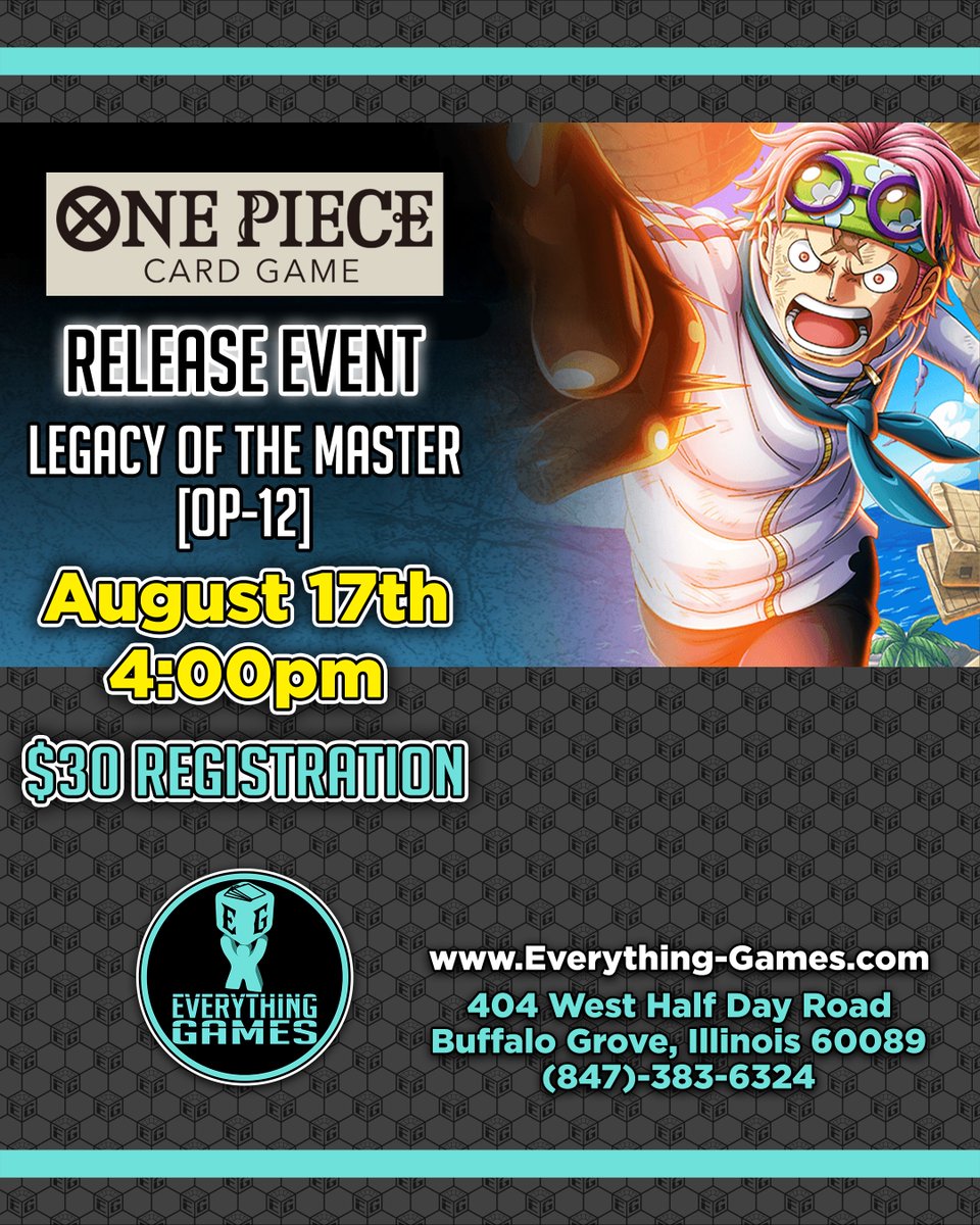 verythingGames's tweet photo. THIS Sunday, all you captains out there can celebrate the release of Legacy of the Master [OP-12] for the One Piece Card Game!
.
.
.
#OnePiece #OPTCG #EverythingGames https://t.co/qifQt3lS51