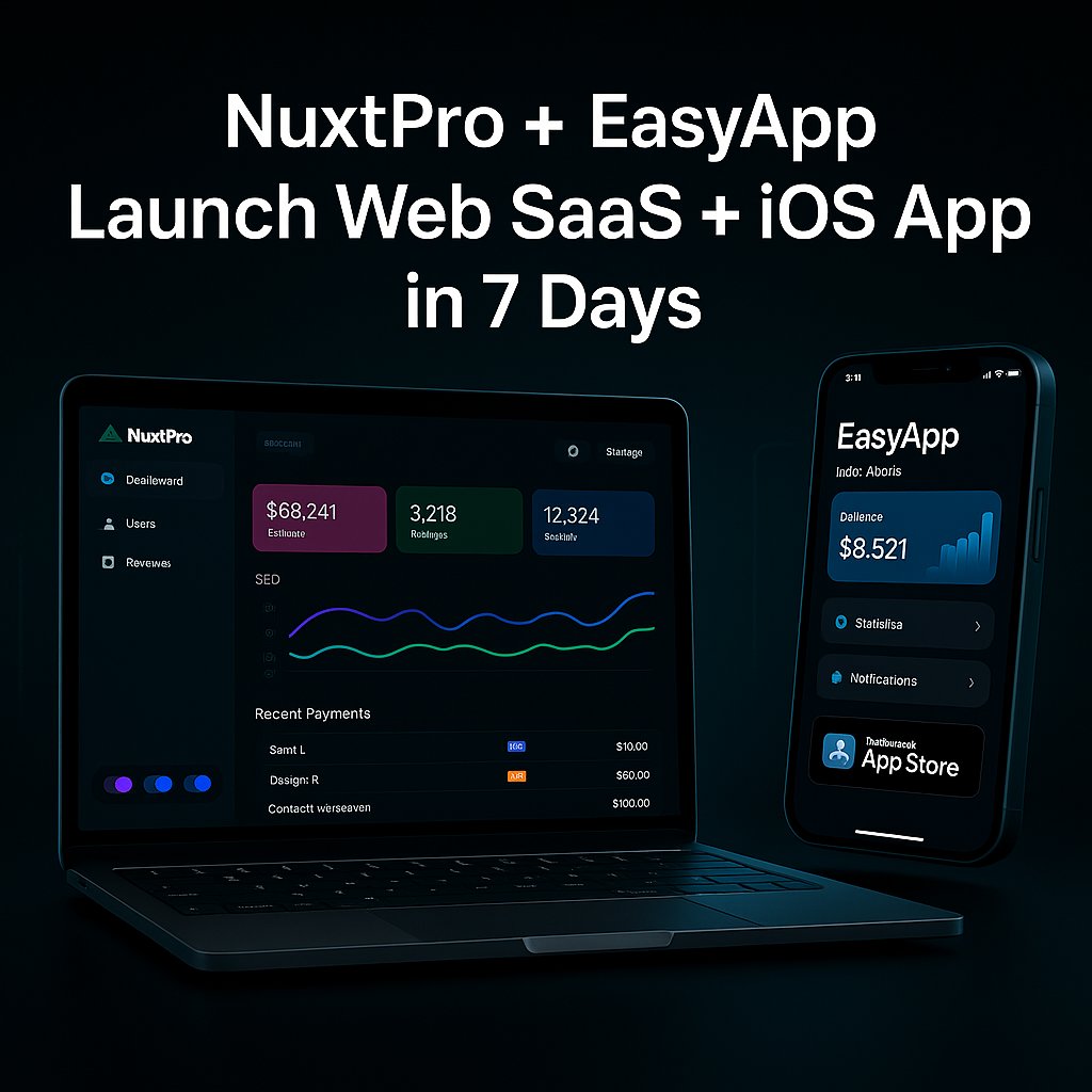 PennyJoly's tweet image. #nuxtpro #easyapp
很开心的和大家宣布一件事😜
NuxtPro&amp;amp;EasyApp 开发者礼包来啦🔥🔥 
— 7 天构建 Web SaaS + iOS 应用
何必浪费数周时间从零开始？
NuxtPro（Nuxt 3 SaaS 模板）+ EasyApp（SwiftUI iOS 模板），即可获得一套适用于 Web 和移动端的即用型解决方案 — 集成支付、多语言、SEO 支持、App…