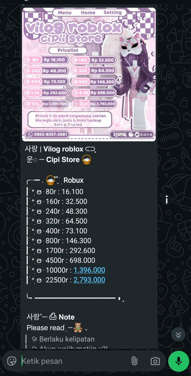 Cipiistoree's tweet image. Robux nyaa yuu kaka

#roblox #topuproblox #robuxmurce #cipistore