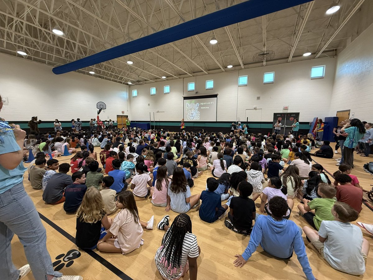 Kicked off this morning with our PBIS Pep Rally to review our matrix!  We are respectful, responsible, and ready to learn! Jaguar Jan and our Jr. Cougar cheerleaders helped to pump up the kids! <a href="/AHE_Principal/">Jill Osmerg</a> <a href="/MelissaMusto6/">Melissa Musto</a> <a href="/FultonCoSchools/">FultonCountySchools</a>