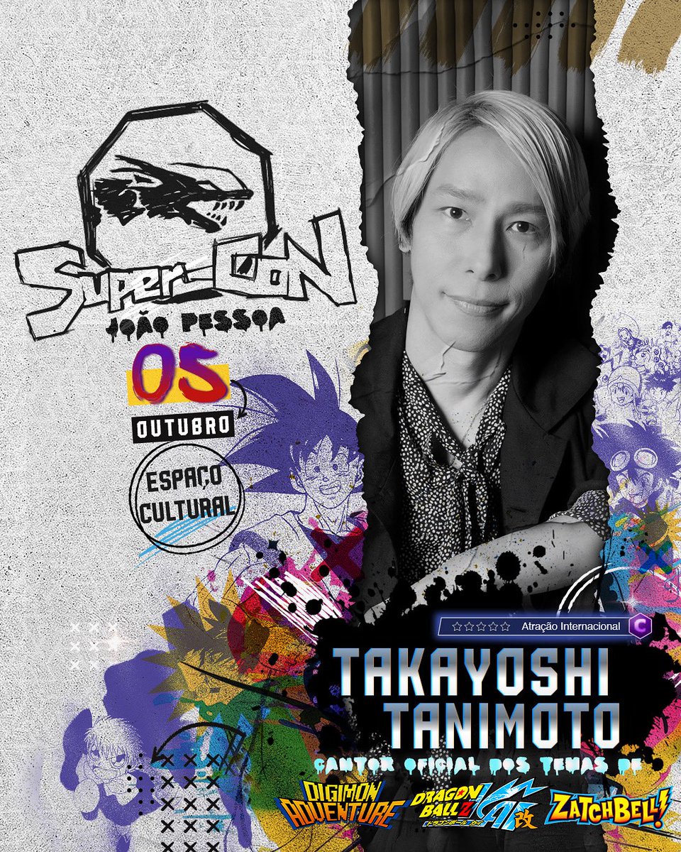 🔥 A PARAÍBA VAI TREMER! Pela 1ª vez, o SUPER-CON João Pessoa-PB recebe 🇯🇵 TAKAYOSHI TANIMOTO – voz de Dragon Ball Z Kai, Digimon, Zatch Bell!! e +! 🎤 Dia 05/10 no Espaço Cultural José Lins do Rego. Ingressos em 🎟👉 superconvencao.com.br #SuperConPB2025 #AnimeSongs #Anison