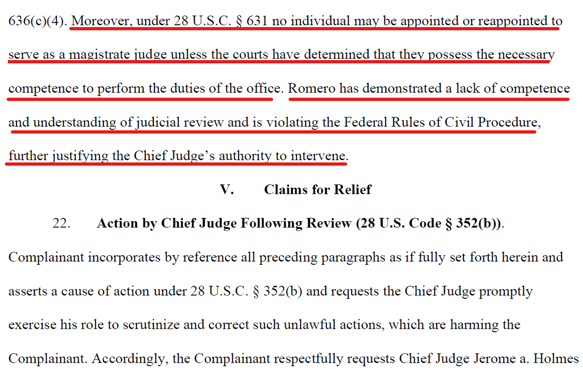 🚨 Complaint of Judicial Misconduct 🚨

Today, my father filed a Complaint of Judicial Misconduct in the 10th circuit requesting the removal of Magistrate Judge Romero as she is acting beyond her authority and violating his Constitutional rights to due process.
 
You can read the