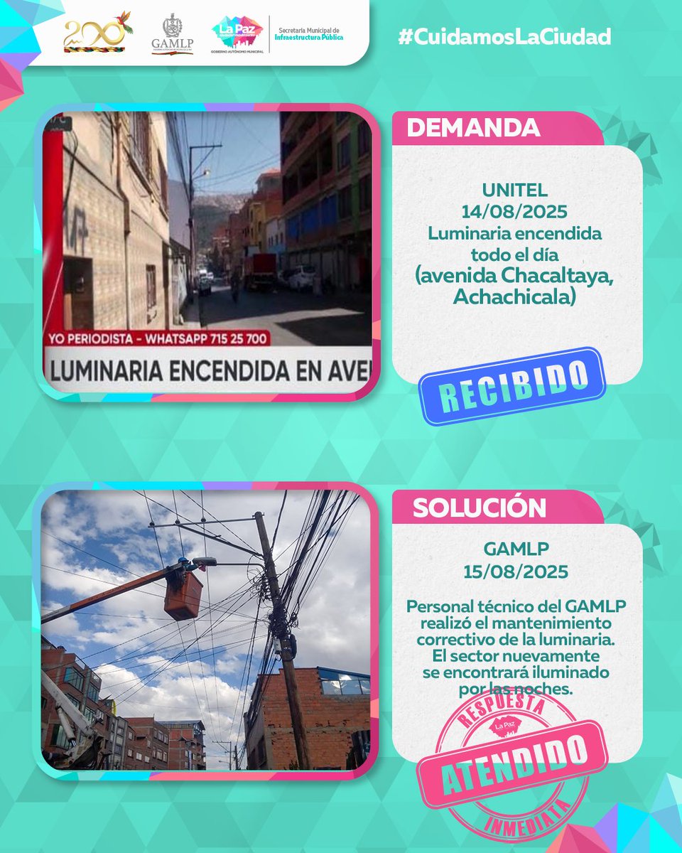 SMIPLaPaz's tweet photo. ¡La línea gratuita 155 (interno 5) está a su servicio. Repórtenos cualquier inconveniente con el alumbrado público! #LaPaz
#CuidamosLaCiudad #Emergencias
#IvánArias #Unitel #YoPeriodista
#GAMLP #SMIPLP https://t.co/HYaLl0CyNI