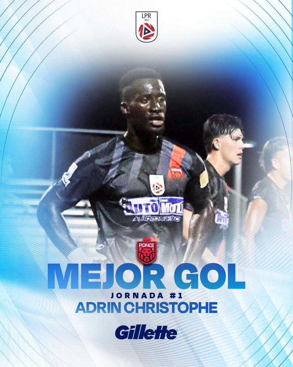 LigaPuertoRico's tweet photo. Mejor Gol Gillette – Jornada 1 🔥

🏆 Ganado por Adrin Christophe de Ponce FC 🦁

#LPRPRO https://t.co/8E27zaIZqR