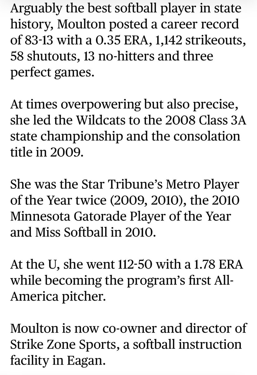 SZS_MN's tweet photo. The @StarTribune announced Minnesota’s top high school athletes of the past 25 years today! Look who made the list! SZS Co-Owner, Sara Moulton 🥎

https://t.co/14sYOQqaND https://t.co/8AyMMEzO89
