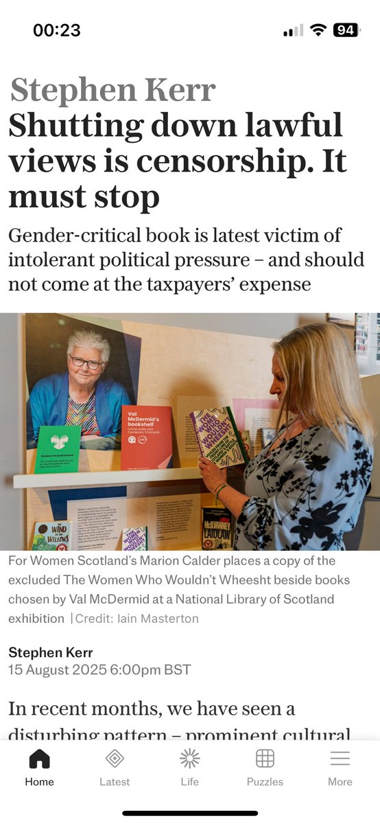 National Library of Scotland censorship story in The Telegraph <a href="/ForWomenScot/">For Women Scotland</a>