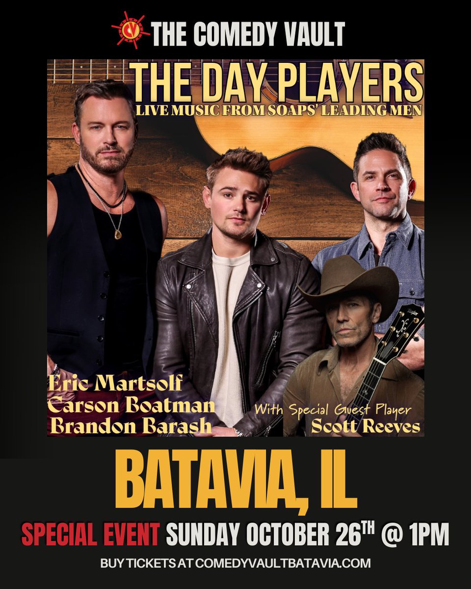 comedy_vault's tweet photo. Just Announced!  The Day Players are coming back to Batavia!

Catch them live on stage for a 90-min live concert Oct 26 at The Comedy Vault.

🎟 GA, VIP &amp; LIMITED Super Passes available now!

https://t.co/MbOfa2pQ7T

#DayPlayers #LiveMusic #BataviaIL https://t.co/vGjLq1rN8O