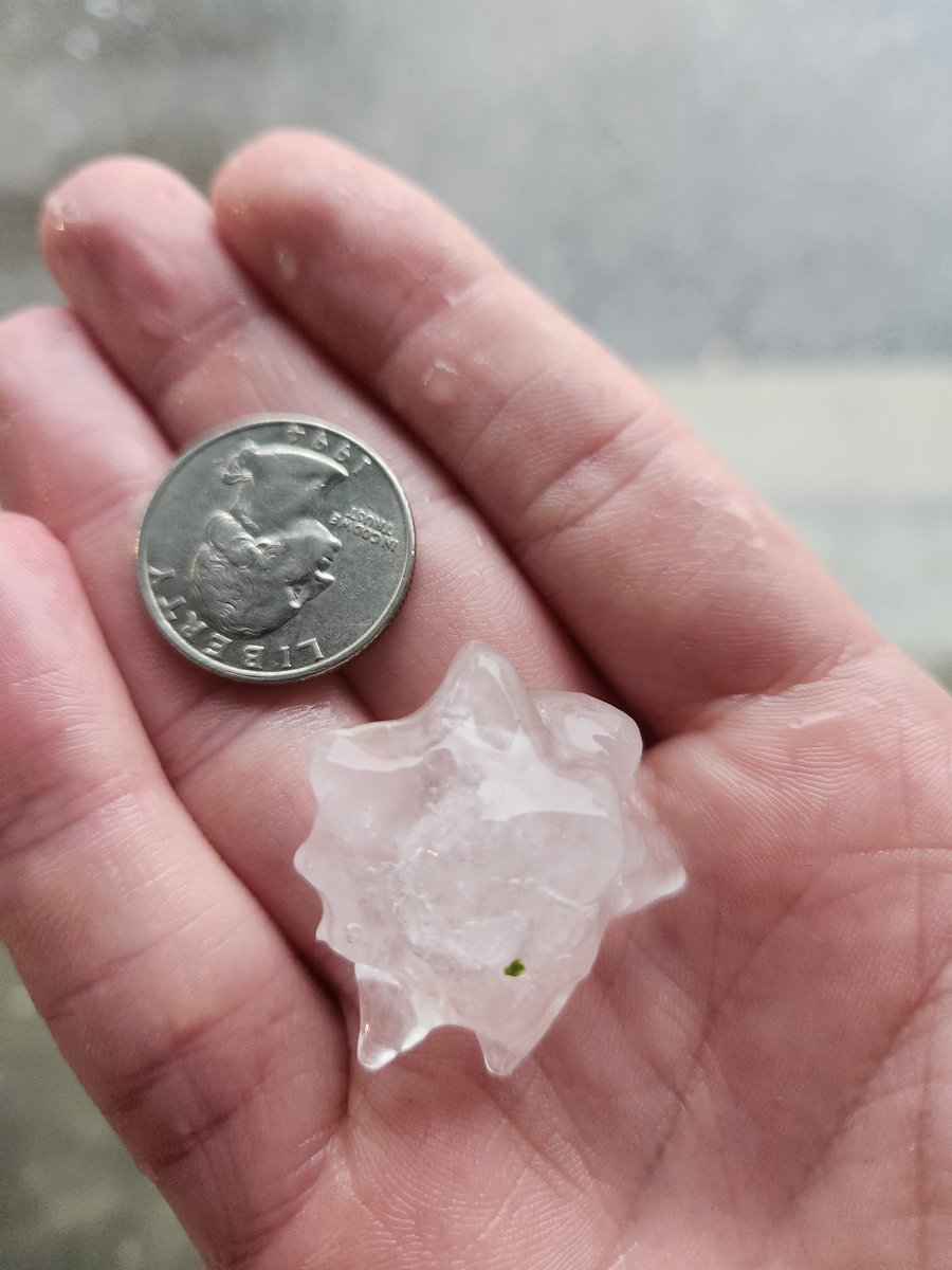 RemingtonBen's tweet photo. Several hailstones at or above quarter sized and some gusts of 40-45 mph. 1 mile SE of Apple Valley, MN @NWSTwinCities https://t.co/VoOGwAwjdE