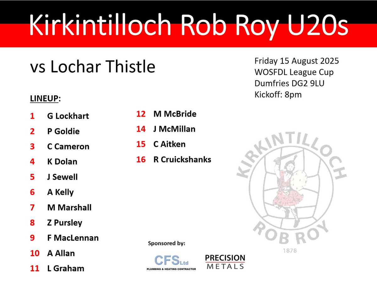 Strong first half performance from the boys tonight killed the game and good to see our 2008s put in a good shift again 🔴⚽️⚫️ good luck <a href="/lochar20_s/">Lochar Thistle u20’s Development Squad</a> for the season