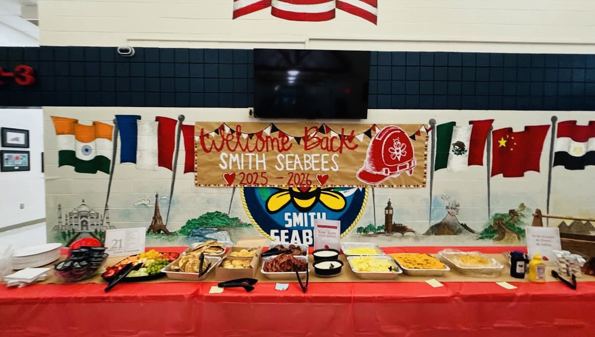 Smith_Seabees's tweet photo. ๐ฆบโค๏ธโจ Hard Hats, Big Hearts, Bright Futures!!
Our staff is ready to build something special this yearโfocused on teamwork, heart, and student success. Huge thanks to our PTO for the breakfast kickoff! ๐ #BetterTogether #smithseabees https://t.co/TlXSnoQRvo
