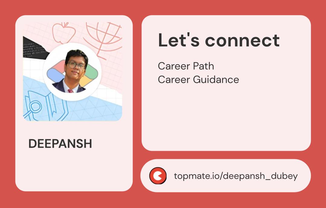 DrDEEPANSHD's tweet image. Let’s connect, learn, and grow together!

Check out my page and let’s make an impact together. 🌟

#Mentorship #GiveBackToCommunity #Topmate

topmate.click/wzq9s