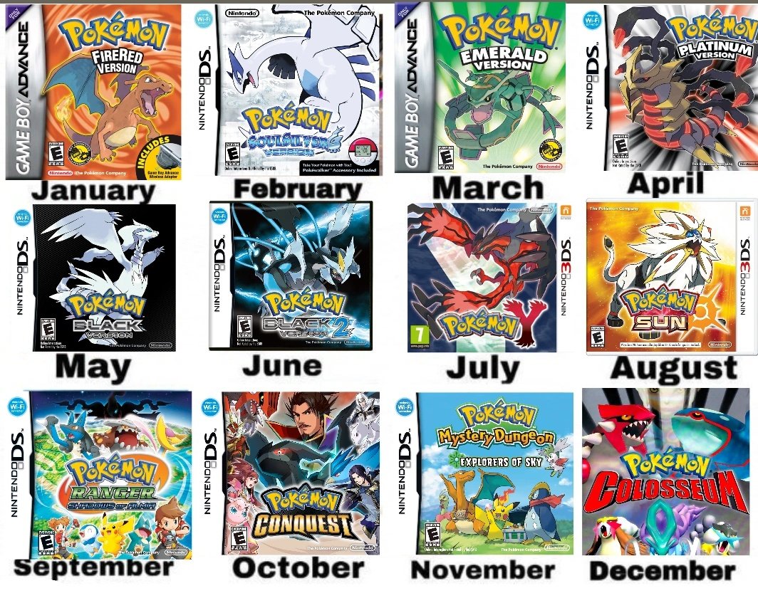 PokeDailyPost's tweet photo. Your birthday month determines which Pokémon game you have to play for the rest of your life! 🎮 https://t.co/G5YX6HoK7z