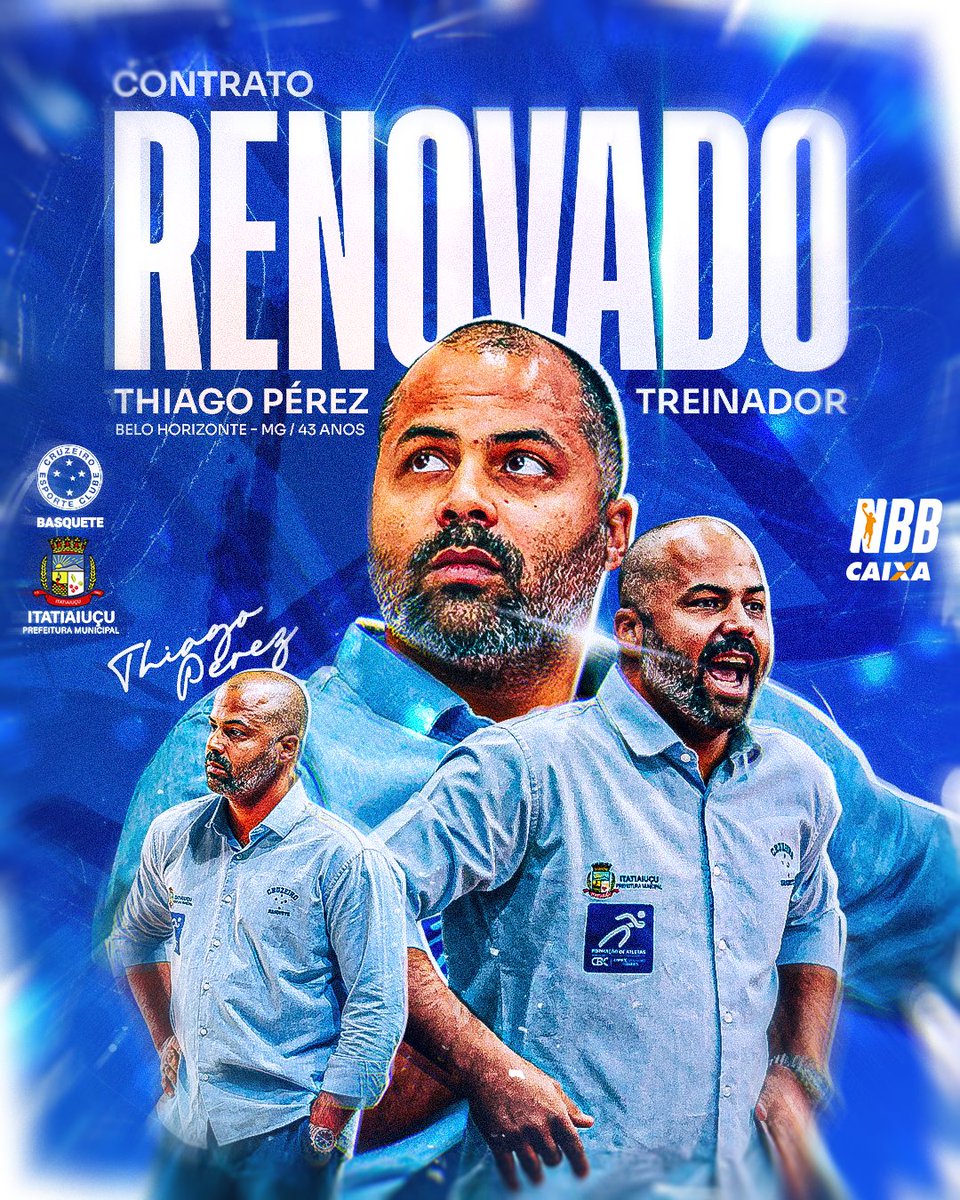 🗣✅️ COACH PÉREZ RENOVADO! 

O Cruzeiro Basquete segue firme para o seu maior desafio, a disputa do NBB, e no comando dos guerreiros das quadras quem continua é ele: Thiago Pérez! 

#cruzeiro #cruzeirobasquete #tecnico 
#coach #basketball #nbb