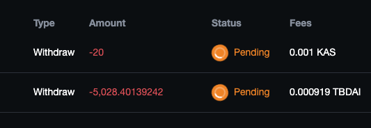 KrcBot's tweet image. Another day, TX&apos;s for withdrawals are not available.