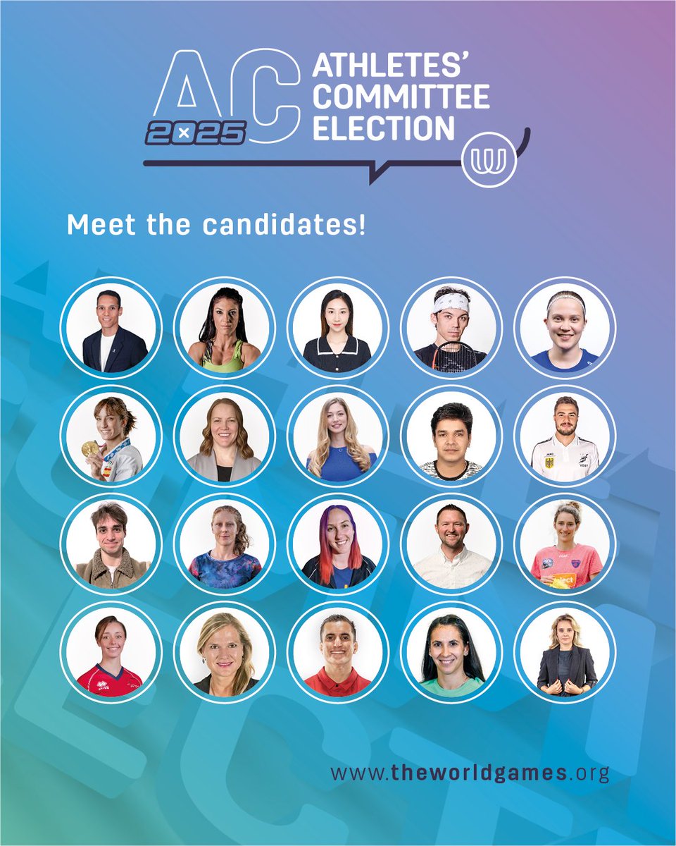 The World Games (@theworldgames) on Twitter photo ✨ Attention all athletes at The World Games 2025 ✨
It's the LAST DAY to vote in the Athletes Committee election!
➡️ theworldgames.org/ac-candidates
Voting Period: 3–16 August 2025
Eligible Voters: Accredited athletes participating in TWG 2025
#WeareTheWorldGames #IWGAAC #TWG2025 ✨ Attention all athletes at The World Games 2025 ✨
It's the LAST DAY to vote in the Athletes Committee election!
➡️ theworldgames.org/ac-candidates
Voting Period: 3–16 August 2025
Eligible Voters: Accredited athletes participating in TWG 2025
#WeareTheWorldGames #IWGAAC #TWG2025