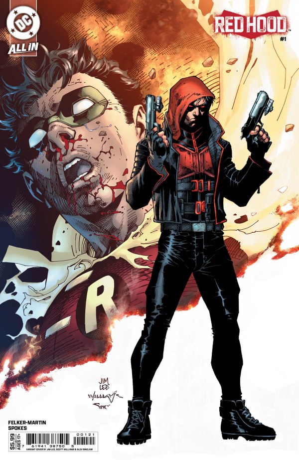 Comic cover art I like for FOC 8/18/25:
Red Hood #1  Cover B Jim Lee Variant