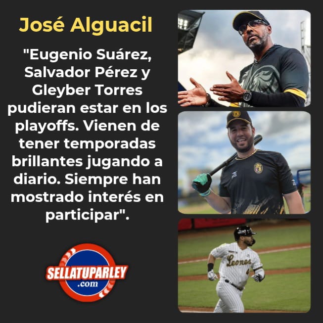 José Alguacil (Mánager de los Leones del Caracas) espera contar con Eugenio, Salvador y Gleyber para el Round Robin. 🔥🔥

"Vienen de tener temporadas brillantes jugando a diario. Siempre han mostrado interés en participar".

Fuente <a href="/Meridianoonline/">Meridiano</a>

Cortesía: <a href="/sellatuparley/">SellaTuParley.com</a>