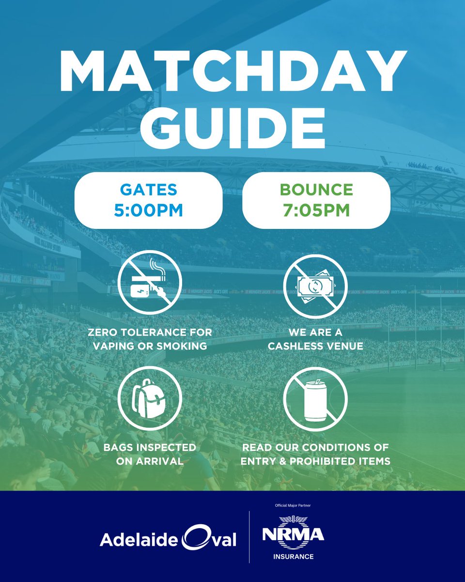 TheAdelaideOval's tweet image. One of the biggest games of the season is here 🍿 

Crows v Magpies. Here's everything you need to know for tonight 🏟