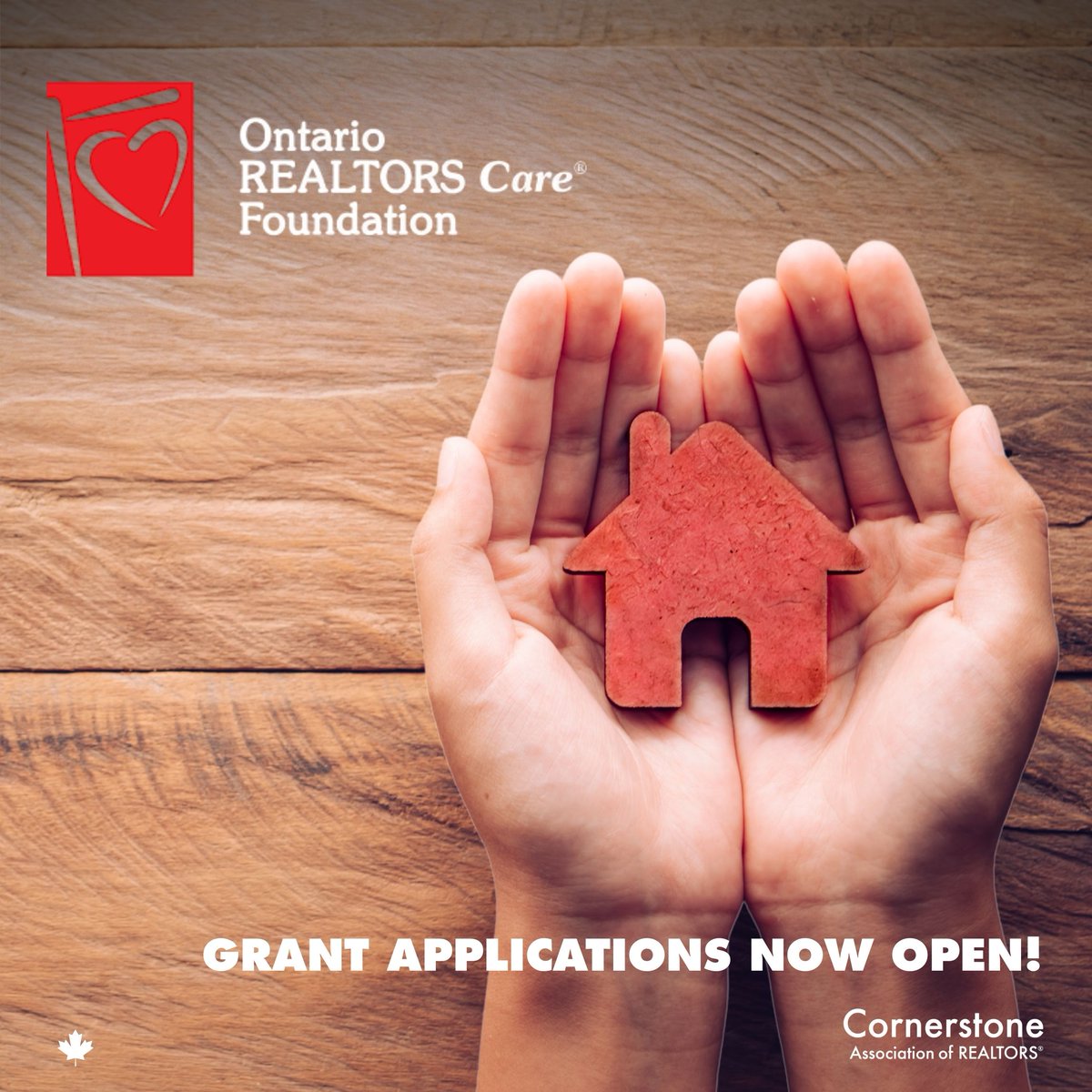 Cornerstone is pleased to announce that applications are now open for 2025 <a href="/ONREALTORSCare/">Ontario REALTORS Care® Foundation</a> grants designed to assist our local not-for-profit housing initiatives and organizations in delivering essential services. 
 
Deadline for applications to cornerstone_ar is Sept 24