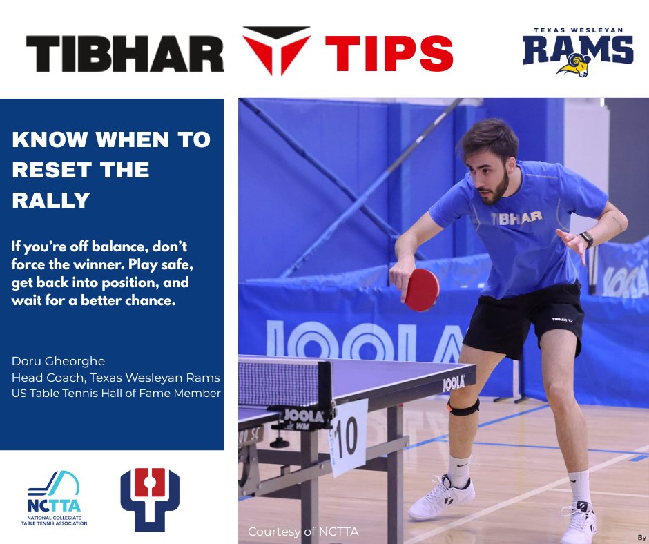 🏓 Tibhar Tip: Know When to Reset the Rally

Off balance? Don’t force it. Reset, get back in position, and wait for a better chance.
From Coach Doru Gheorghe
🔗 bit.ly/PP-Tibhar-Gear

#TibharTip #PaddlePalace #TibharUSA #NCTTA #TableTennis