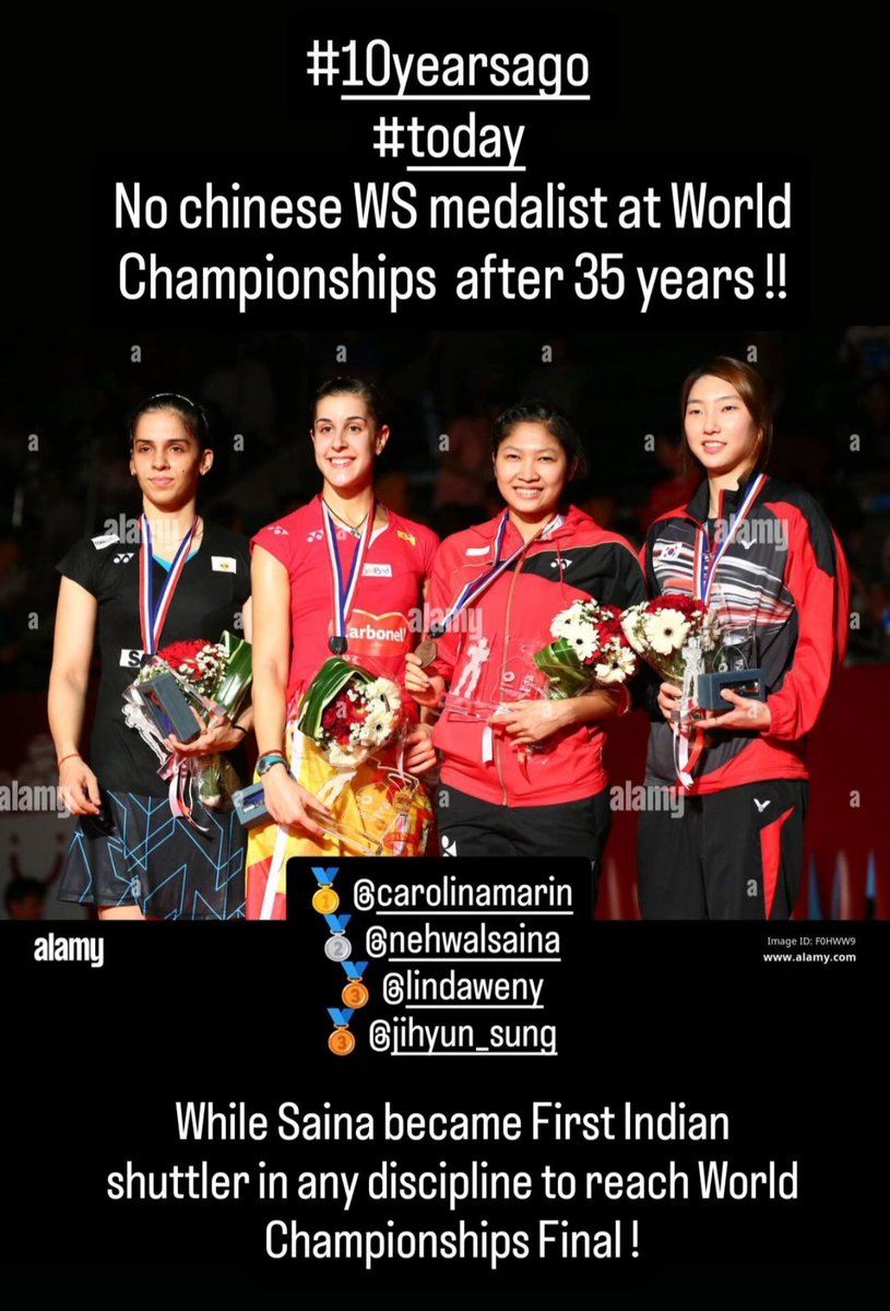 Saurav Ghag (@ghag_saurav) on Twitter photo #10yearsagotoday
#BWFWorldChampionships
#Jakarta2015
<a href="/CarolinaMarin/">Carolina Marรญn</a>
<a href="/NSaina/">Saina Nehwal</a>
#LindaweniFanetri
#SungJiHyun #10yearsagotoday
#BWFWorldChampionships
#Jakarta2015
<a href="/CarolinaMarin/">Carolina Marรญn</a>
<a href="/NSaina/">Saina Nehwal</a>
#LindaweniFanetri
#SungJiHyun