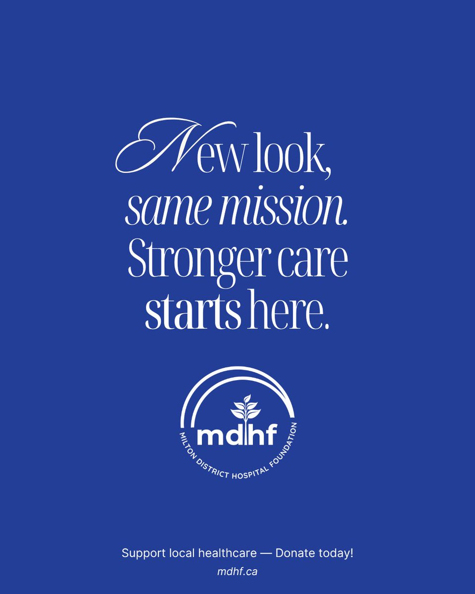🌟 New look. Same mission. We’ve refreshed our social media to reflect who we are, the community we serve &amp; the impact of your support. Your generosity equips MDH with life-saving tools for hope, healing &amp; world-class care. 💙 Donate today: mdhf.ca #MiltonON #MDHF